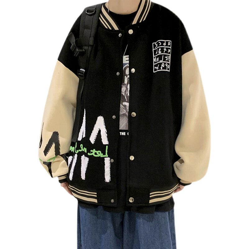 美式vintage棒球服外套男士春秋款ins潮牌hiphop宽松百搭潮流夹克,男装夹克,电商A309