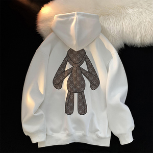 2024春季新款 兔子logo印花潮牌连帽卫衣男 A391P55 加绒P60图片