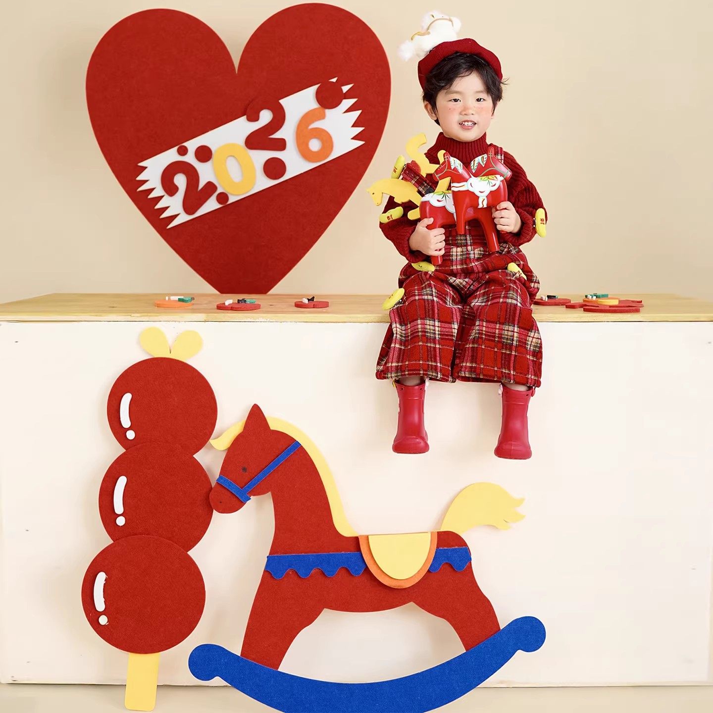 2026元旦新年儿童生日写真拍照道具幼儿园马年氛围场景布置装饰品,节庆用品/礼品,装扮布置套餐,淘宝优惠券,粉丝福利购,淘宝优惠卷