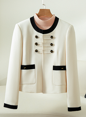 Met Endi醋酸法式小香风外套女秋季优雅气质撞色高级时尚短款上衣