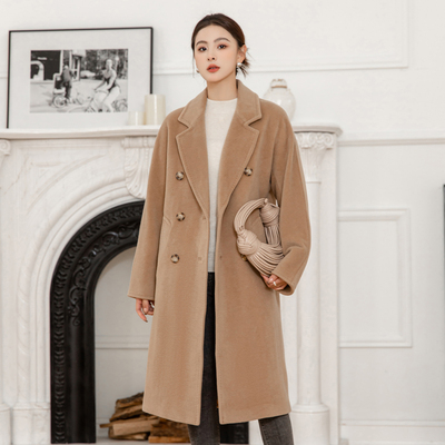 绵羊毛中长款气质范外套
