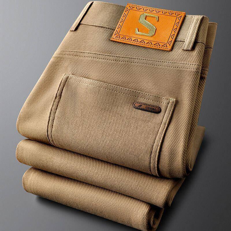春夏季卡其色小棉质修身男轻奢透气直筒男士休闲裤商务简约男裤裤