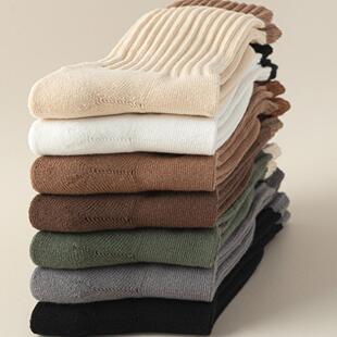 袜子男拼色毛圈中筒袜秋冬季运动毛巾底加长加厚保暖防震防风长袜