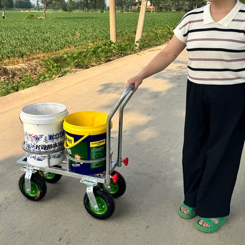 菜地土路拉果蔬装桶小推车
