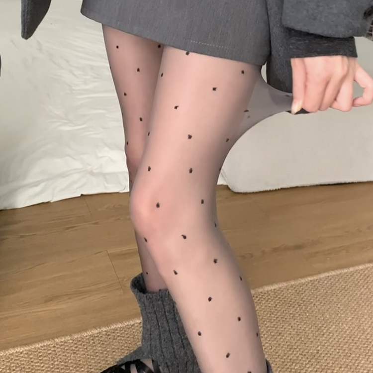 灰色波点丝袜防勾丝连裤袜0d高透jk白丝袜子女秋冬季打底裤袜黑丝