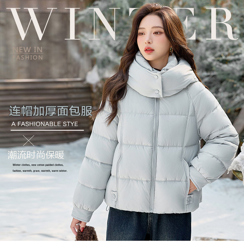连帽加厚面包服冬装女石墨烯韩版保暖御寒休闲羽绒棉衣短款棉服潮