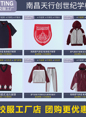 南昌天行创世纪学校中小学生高中校服校徽短袖polo衫套装冲锋衣