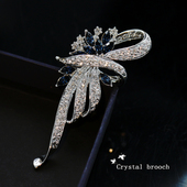 韩国高档水晶锆石胸针女简约百搭毛衣别针扣针开衫 胸花配饰 时尚