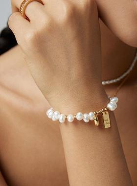 【Tonight or Never】S925纯银 爱心珍珠幸运手链Lucky牌生日礼物