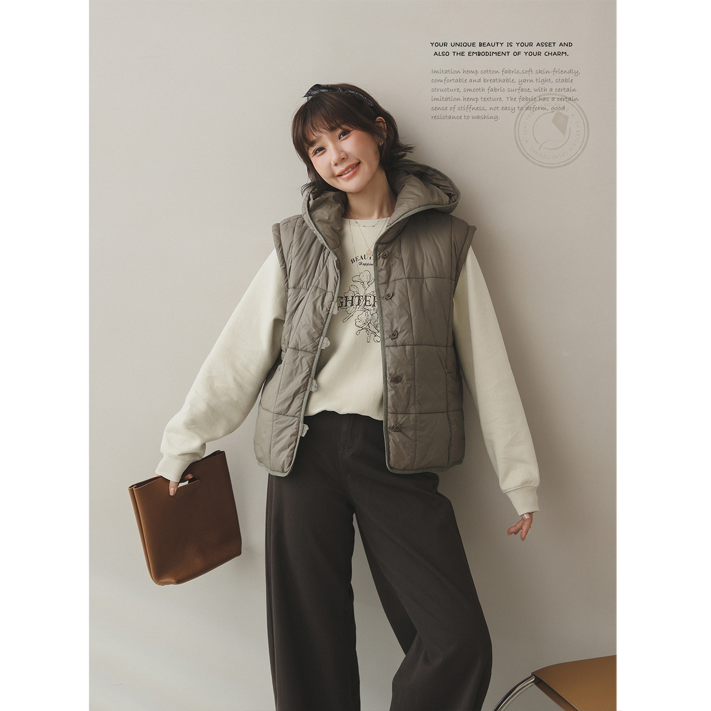 苹果的生活家|秋冬暖宝宝 外穿坎肩背心连帽棉服马甲无袖外套女