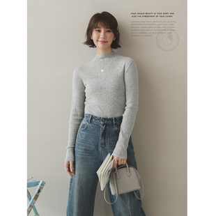 苹果的生活家|轻盈的暖 桑蚕丝羊毛混纺小高领长袖内搭上衣打底衫