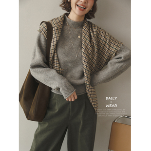 苹果的生活家|糯米质感 奶嘴半高领保暖厚实针织短款套头秋冬毛衣