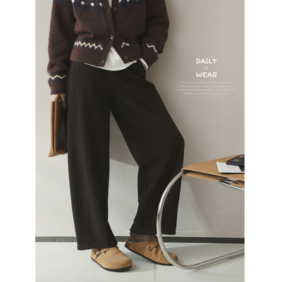 苹果的生活家|云朵奶芙 松紧腰加厚加绒藏肉阔腿奶奶裤休闲长裤