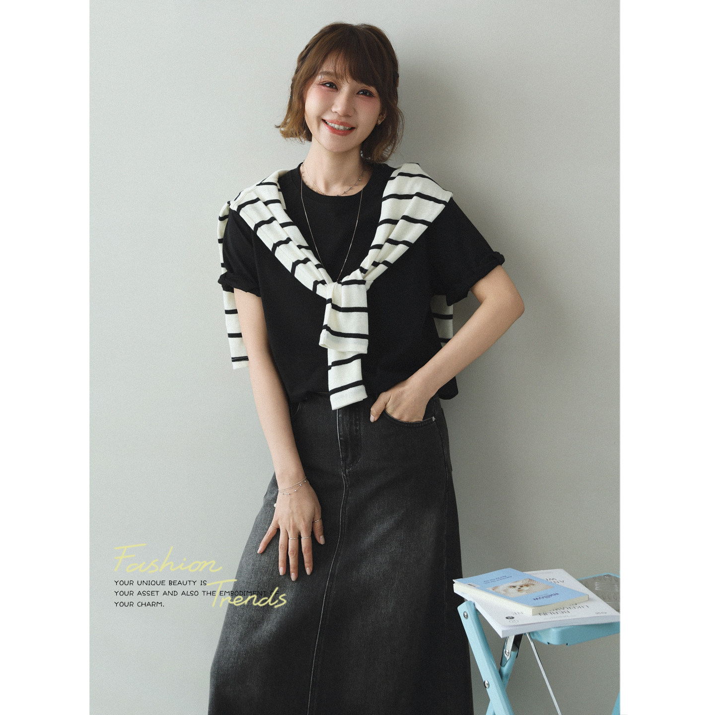 苹果的生活家|清爽度夏 凉感防晒抗菌纯色圆领短袖T恤宽松女