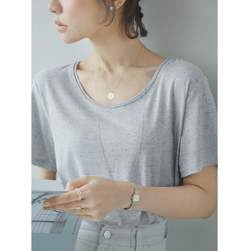 groxbox彩点棉质大圆领短袖T恤