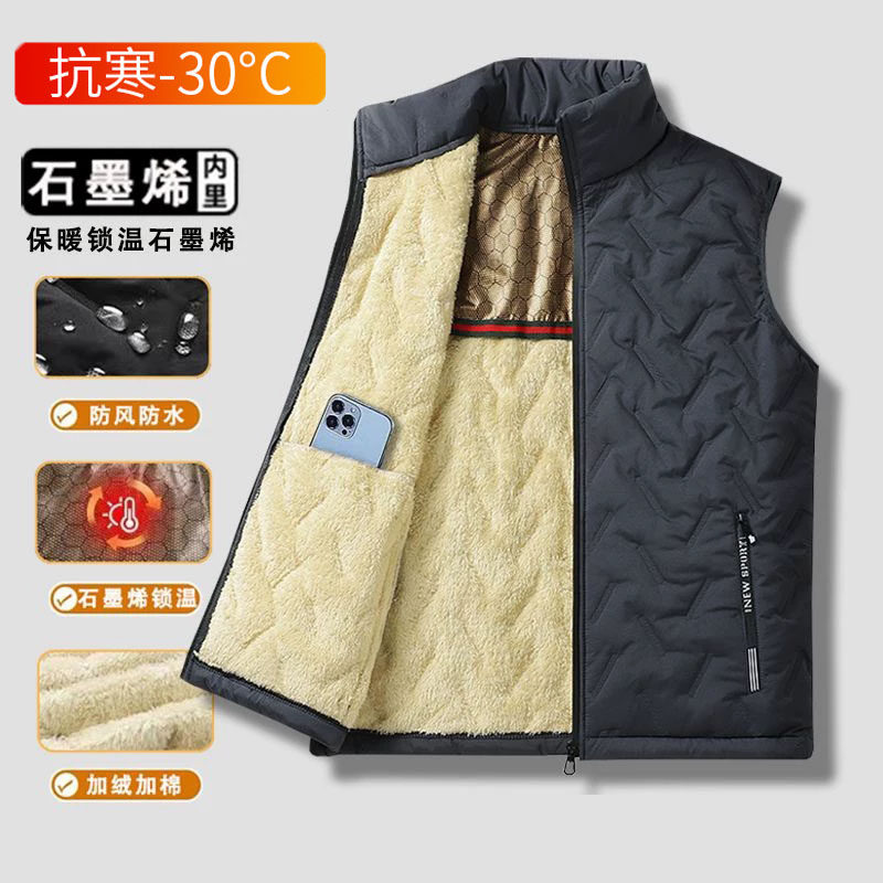 石墨烯发热马甲男士冬季新款羊羔绒保暖立领加绒加厚棉坎肩防风套,男装,常规马甲,淘宝优惠券,粉丝福利购,淘宝优惠卷