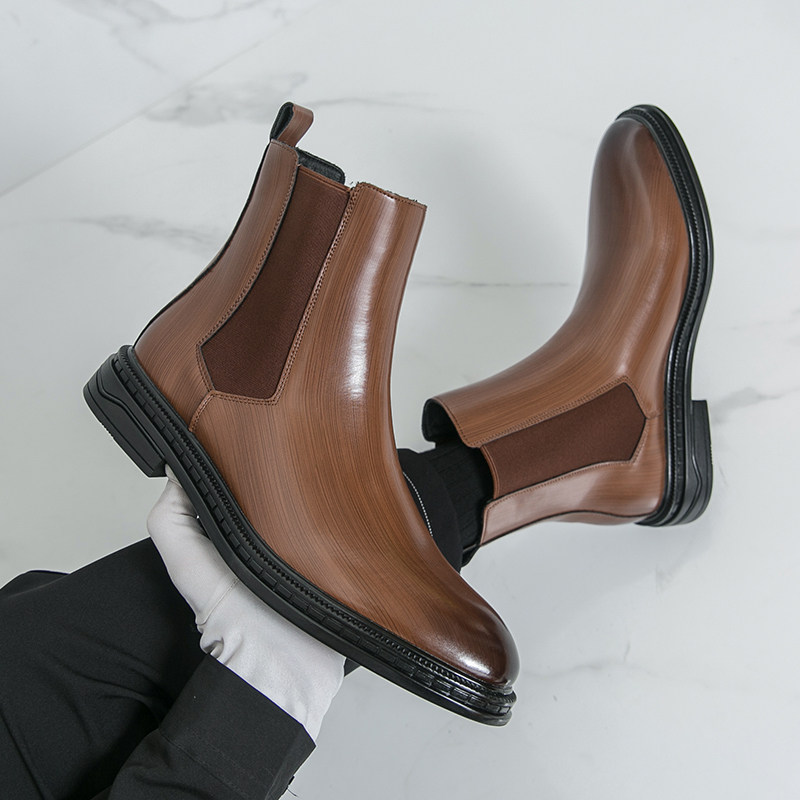 英伦风切尔西靴男冬季棕色高帮商务休闲马丁靴韩版男士短靴46大码,流行男鞋,切尔西靴,淘宝优惠券,粉丝福利购,淘宝优惠卷