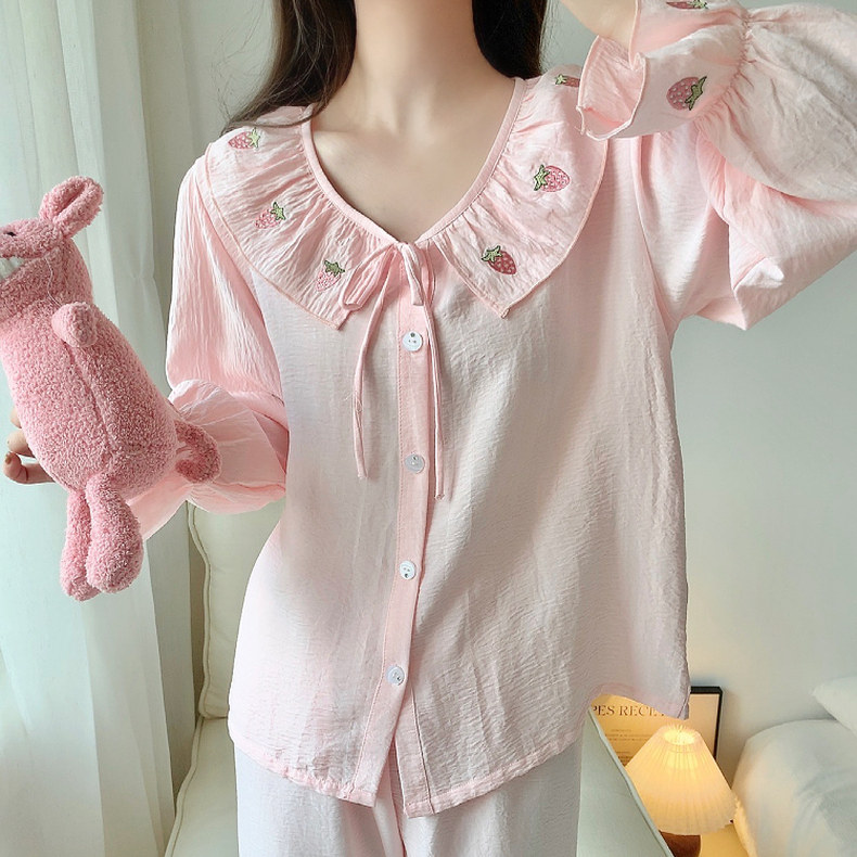 春秋季两件套睡衣女云朵棉韩版公主风长袖长裤可爱少女休闲家居服