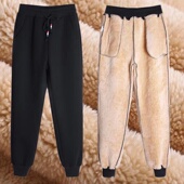外穿高腰百搭束脚卫裤 加绒加厚休闲裤 女 子女纯棉冬季 特厚羊羔绒裤