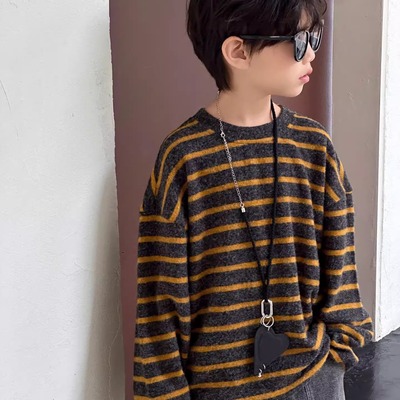 软糯~男童德绒条纹长袖t恤打底衫