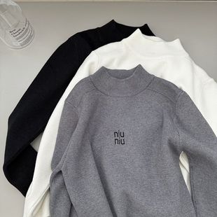 百搭款~男童半高领毛衣秋冬款儿童纯色毛线衣女童保暖上衣打底衫