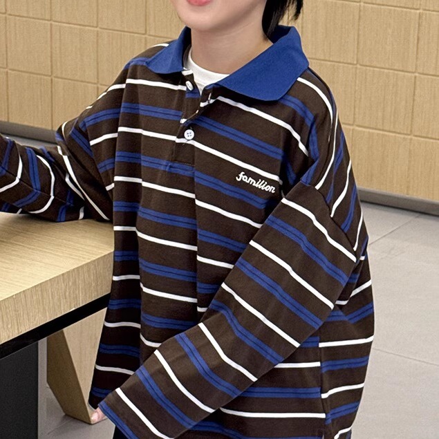 男童宽松条纹Polo衫童装