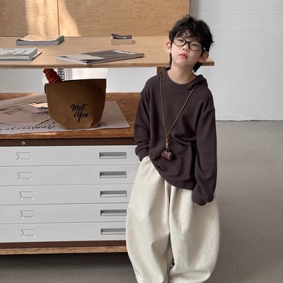 叠穿~男女童连帽德绒打底衫