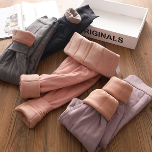 校服神器男女童加厚蚕丝羊毛德绒小熊打底保暖裤 子 中大儿童冬棉裤