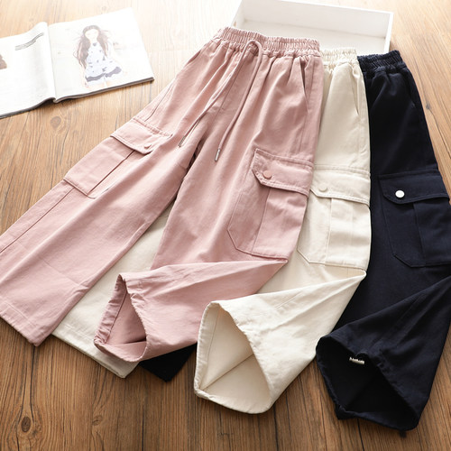 女童秋季新款洋气工装裤中大儿童韩版休闲直筒裤灯笼长裤时尚潮装