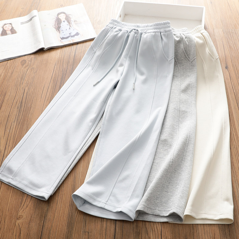 中大童夏季薄款透气休闲裤女童洋气直筒裤子百搭运动防蚊防晒长裤