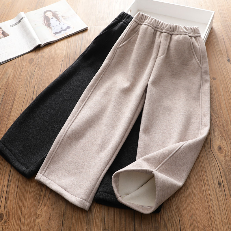 女童冬季新款加厚一体绒休闲裤 韩版洋气加绒运动裤萝卜裤香蕉裤