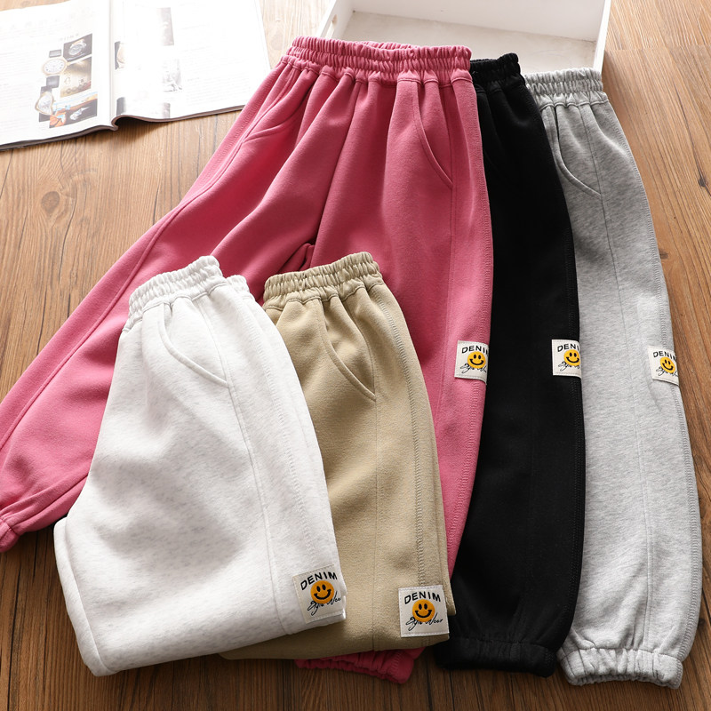 双纱棉男女童休闲运动裤春秋季新款中大儿童洋气贴标束脚卫裤,童装/婴儿装/亲子装,裤子,淘宝优惠券,粉丝福利购,淘宝优惠卷