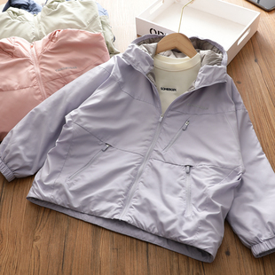 女童加厚风衣2025深秋冬季大豆蛋白夹棉连帽外套儿童纯色保暖棉衣