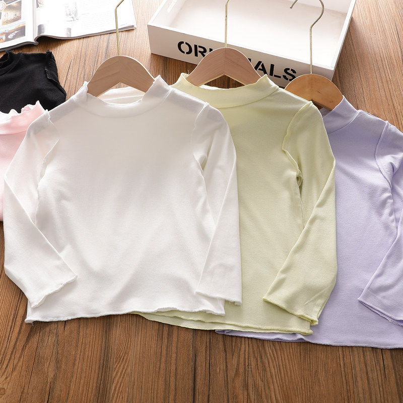 女童木耳边打底衫春秋~宝宝纯色中高领薄款百搭棉T恤中大童上衣韩,童装/婴儿装/亲子装,T恤,淘宝优惠券,粉丝福利购,淘宝优惠卷