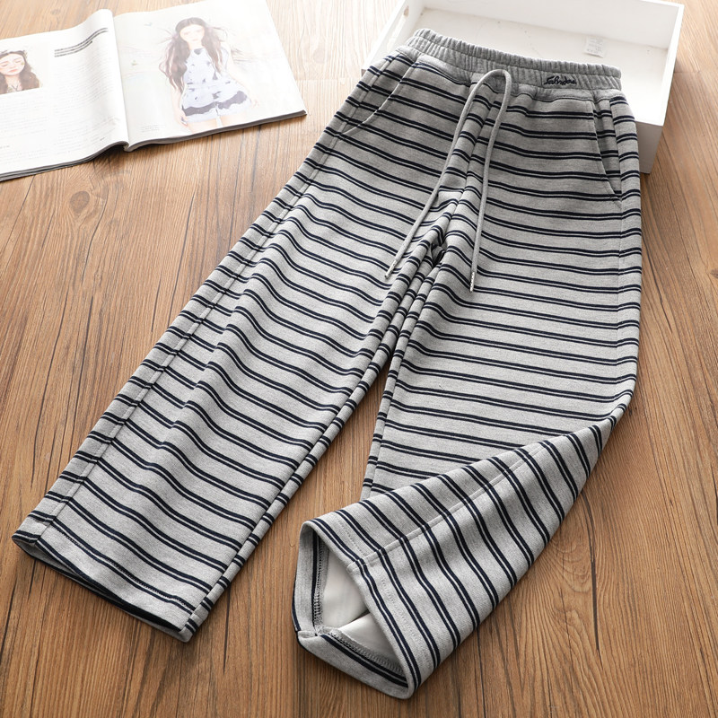 女童春季新款条纹休闲裤 韩版洋气中大童运动裤长裤