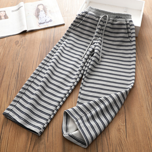 女童春季新款条纹休闲裤 韩版洋气中大童运动裤长裤