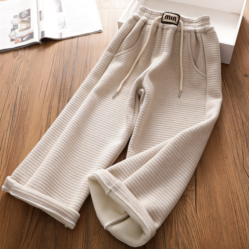 女童深秋冬季一体绒休闲直筒裤子新款中大儿童洋气百搭阔腿裤,童装/婴儿装/亲子装,裤子,淘宝优惠券,粉丝福利购,淘宝优惠卷