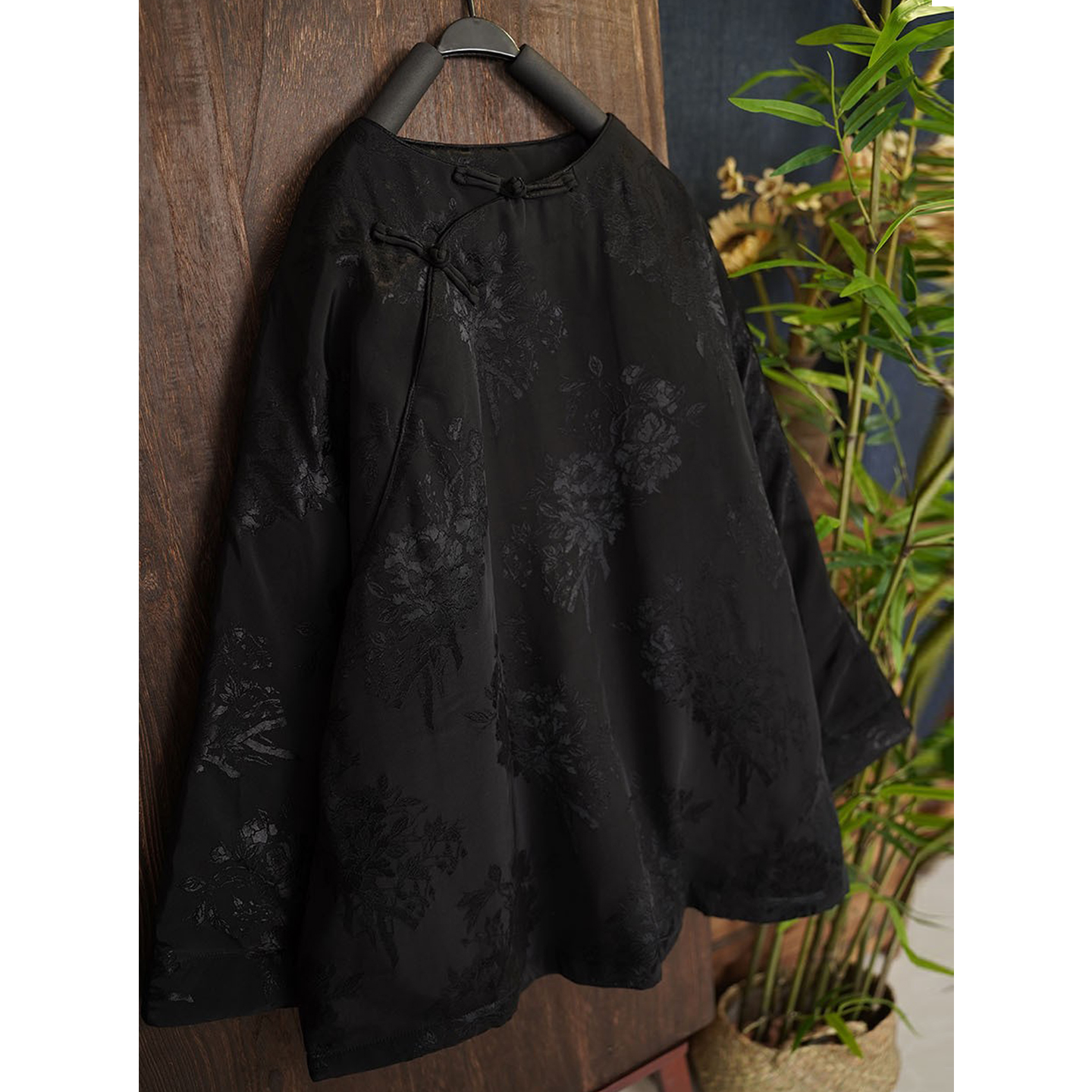 丝麻提花禅意宽松盘扣夹棉棉衣