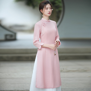 上衣采耳师工作服套装 织云 春夏茶服女禅意文艺中国风仙气中长款