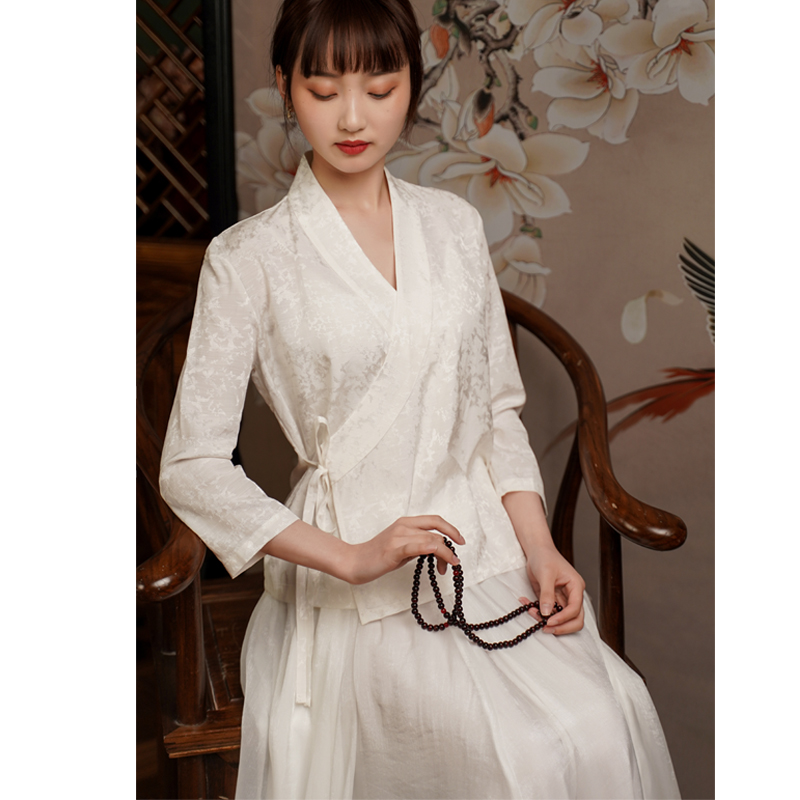 日常茶服交领汉服人丝棉麻上衣