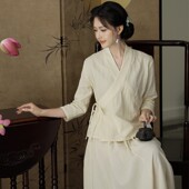 禅意纯棉女装 薄款 交领汉服上衣文艺复古短款 中式 尘事 打底衫 夏季