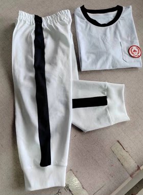 包邮夏季新款七分裤+圆领短袖套装校服套装纯棉夏季中性定做