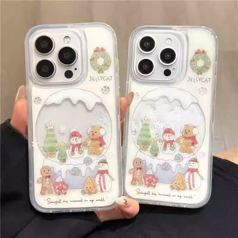 适用iPhone16流沙手机壳苹果14promax小米15新年圣诞opporeno12雪花白色vivox100s荣耀20