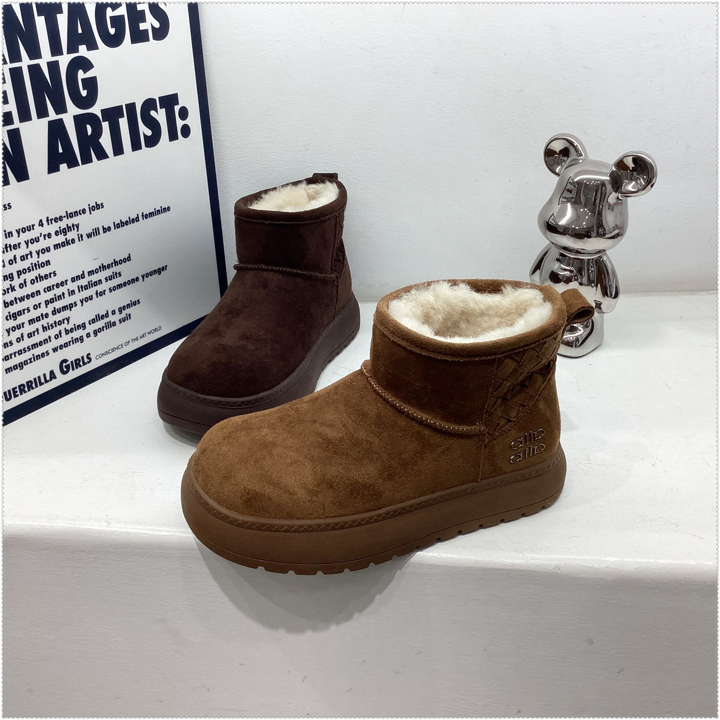 2025冬加绒大棉东北保暖增高厚底松糕底雪地靴短靴勃肯鞋她致百搭