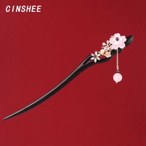 cinshee盘发簪子木质手工