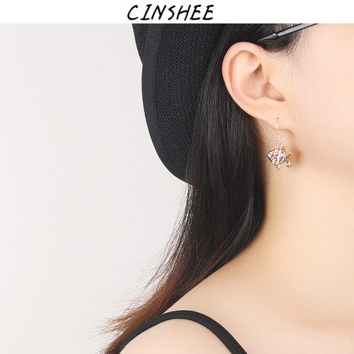 cinshee小鱼吊坠耳环女无耳洞