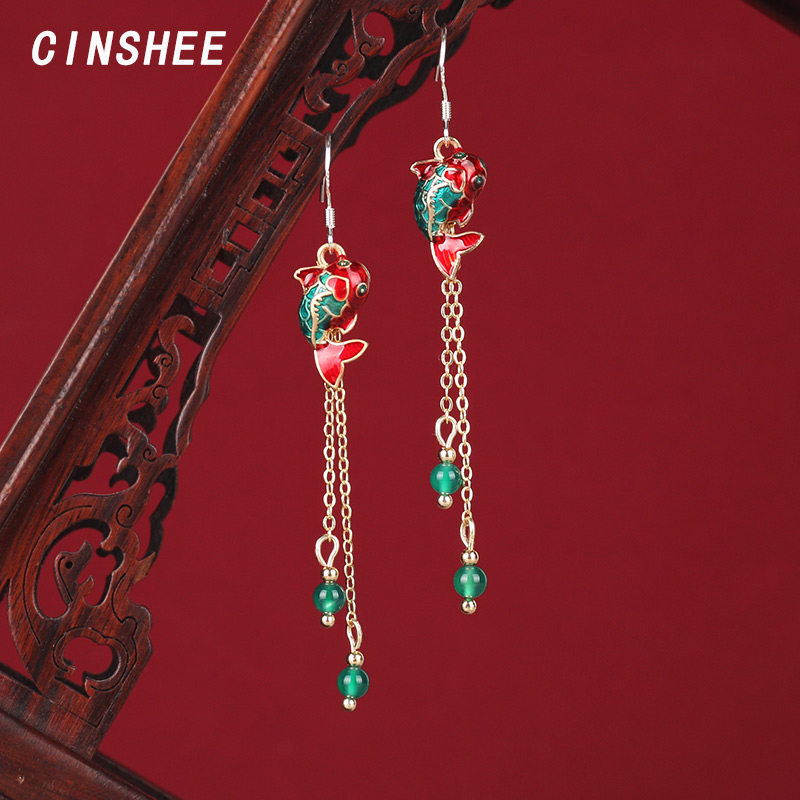 流苏耳环长款女鲤鱼耳坠适合脸胖圆脸的耳饰显瘦高级感耳夹无耳洞,饰品/流行首饰/时尚饰品新,耳环,淘宝优惠券,粉丝福利购,淘宝优惠卷