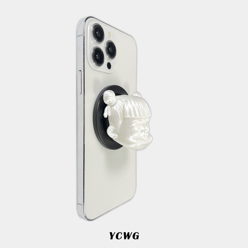 新款搞怪哪吒手机支架丝绸白创意强磁吸支架气囊伸缩可爱卡通男女