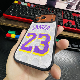 新款湖人队勒布朗詹姆斯23号球衣苹果17pro手机壳立体高级感丝绸质感16/17pro max保护套iPhone Air定制diy潮