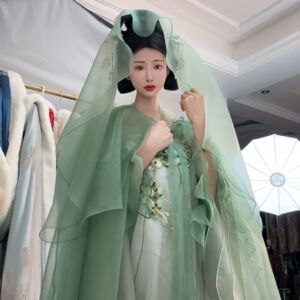 织尚御司原创汉服女薄款斗篷大摆围春夏仙气连帽披风轻纱古风飘逸